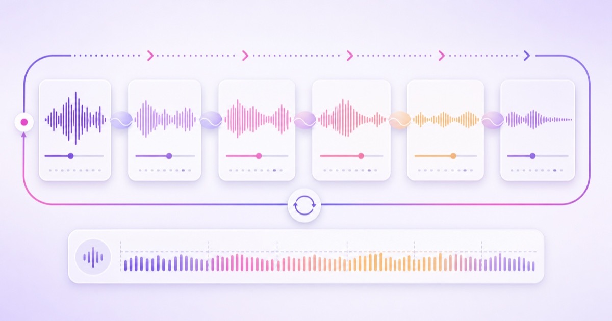 A six-part audio playlist arranged as a smooth continuous loop with balanced levels