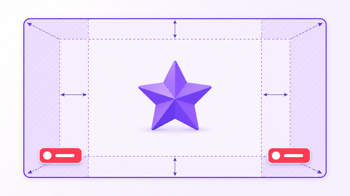 Safe-zone diagram keeping important thumbnail content away from lower-corner live overlays and outer edges