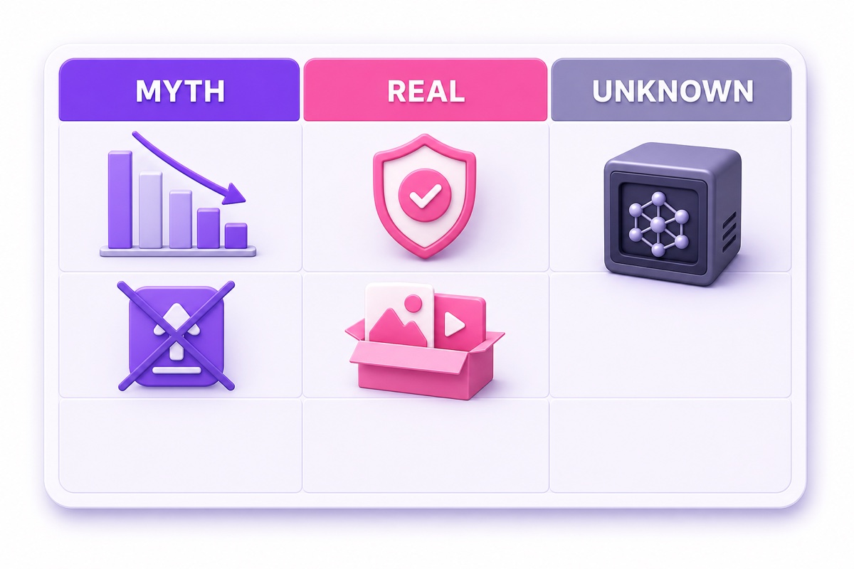 Myth, real, and unknown verdict matrix for 24/7 live-stream channel claims