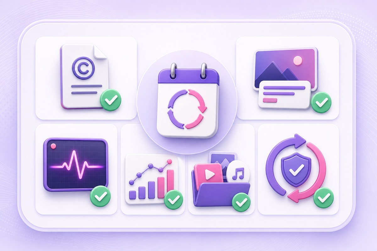 Quarterly health checklist for rights, packaging, stream status, analytics, media refresh, and recovery