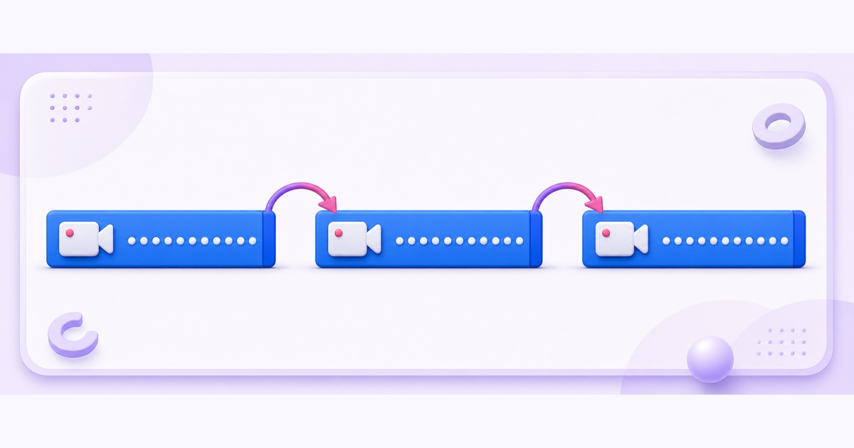Three separate Facebook Live broadcast cycles connected by short restart handoffs