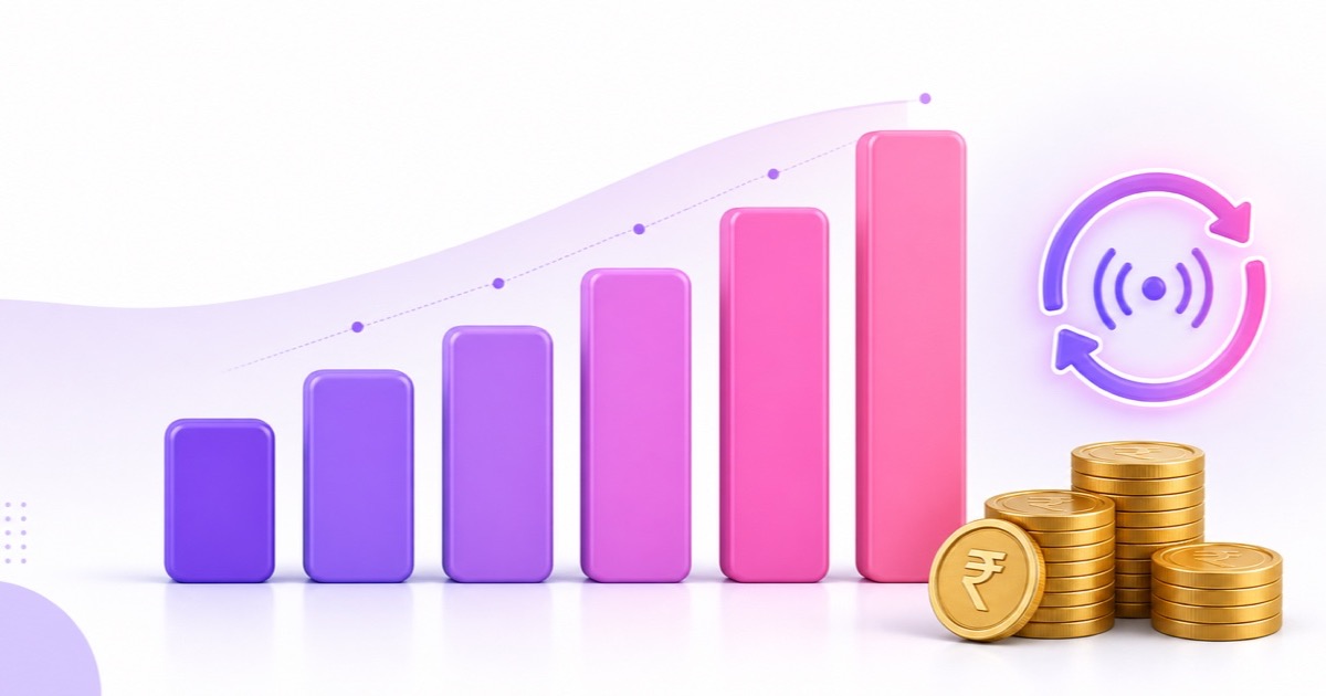 Rupee coins and rising cost bars illustrating effective daily costs for cloud streaming services