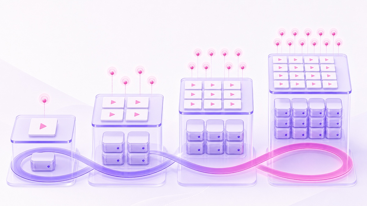 Visual ladder showing storage capacity and simultaneous stream counts increasing across pricing tiers
