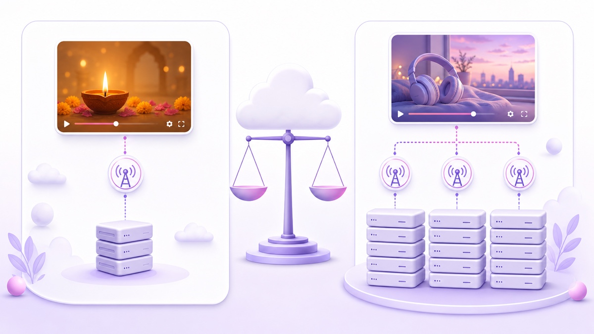 Comparison of one lightweight devotional stream and three storage-heavy lofi streams