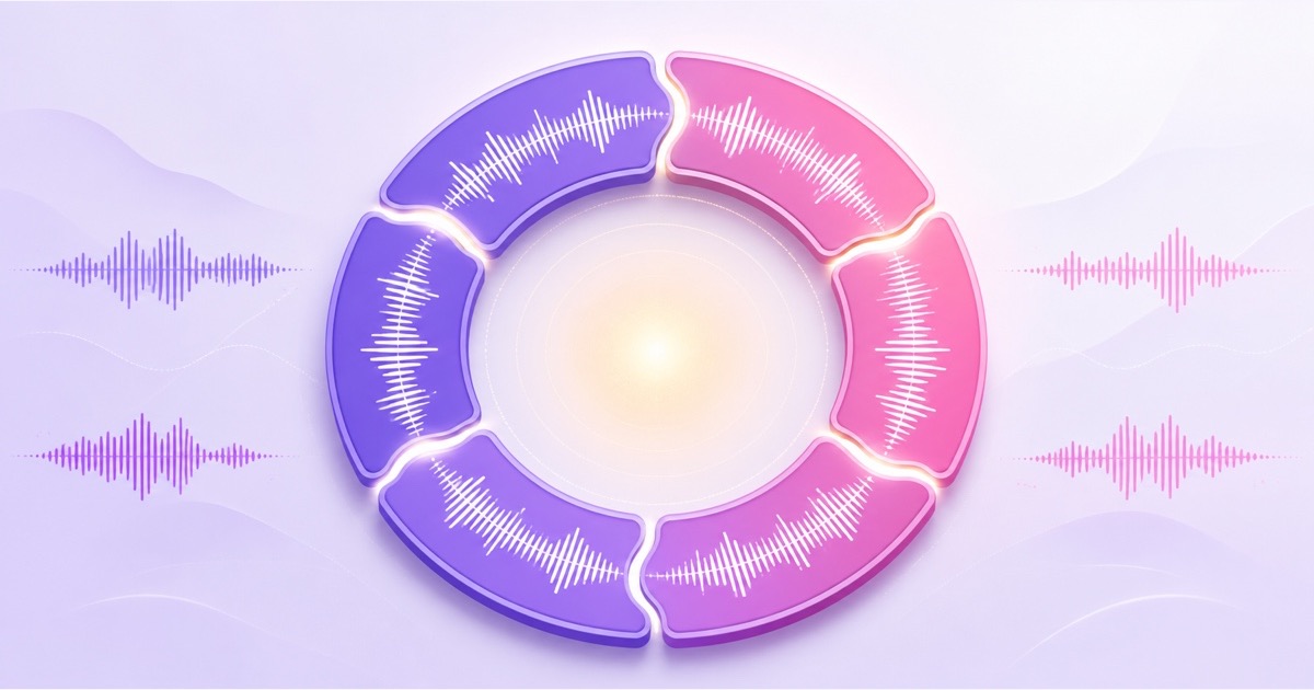 Six audio waveform sections forming a seamless one-hour recitation loop