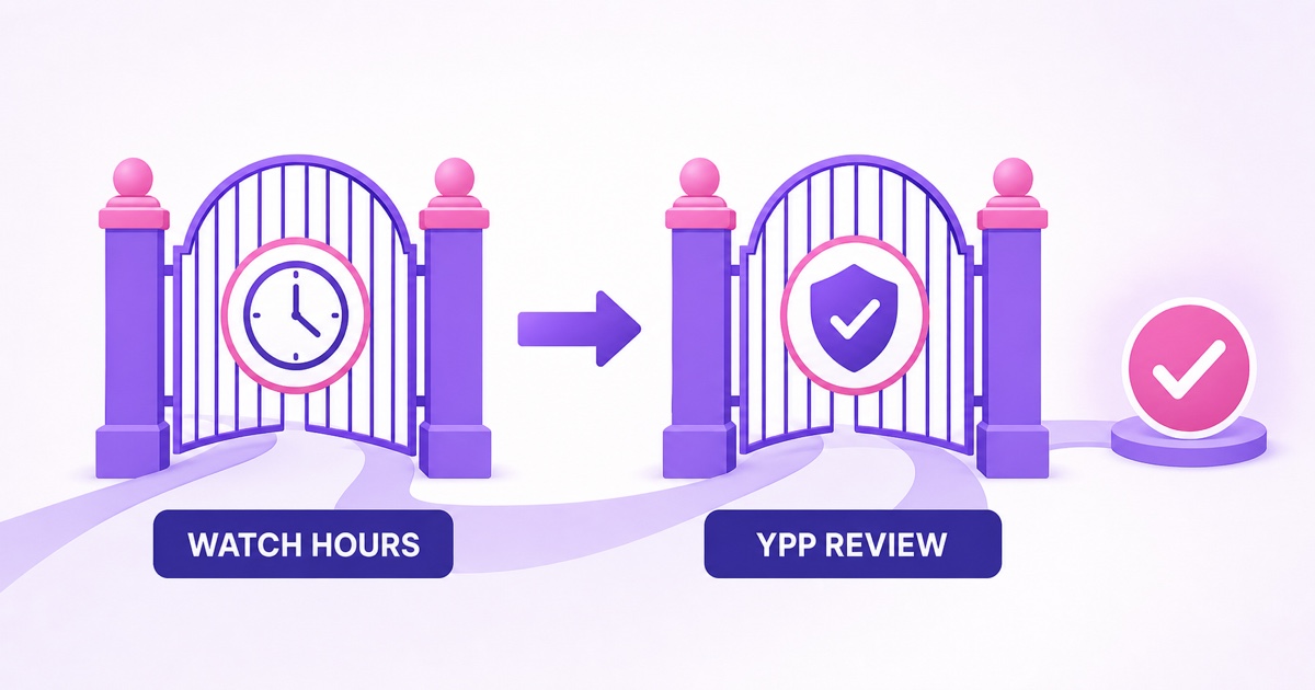 Two separate gates labeled watch hours and YPP review