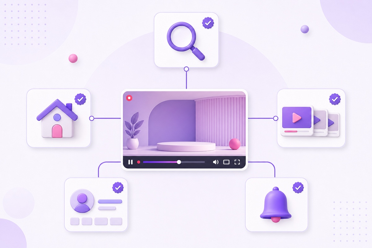 Map of documented live-stream discovery surfaces including search, browse, suggested videos, channel pages, and notifications