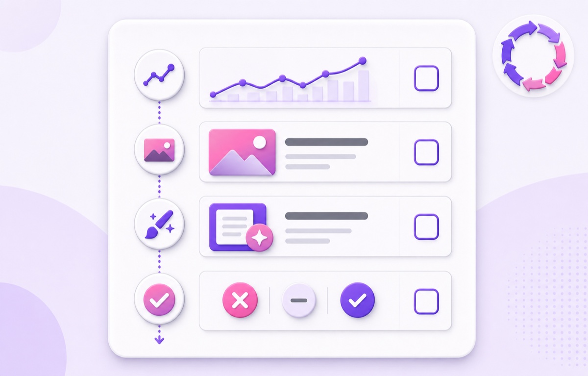 Four-step weekly checklist for reviewing live-stream analytics, packaging, content refreshes, and decisions