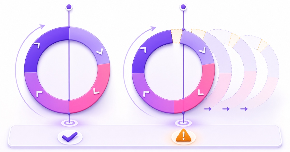 Diagram comparing an aligned 24-hour loop with a shorter loop that drifts away from the wall-clock boundary