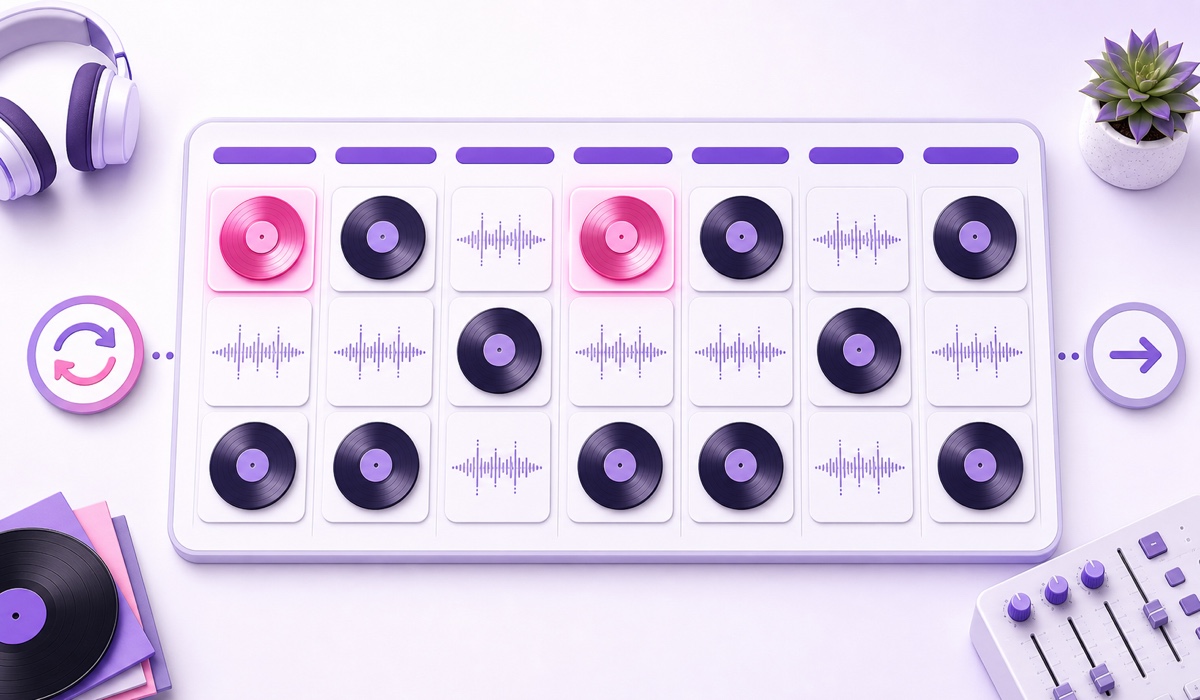 Release-week calendar with a new single placed early and midway through the artist radio rotation