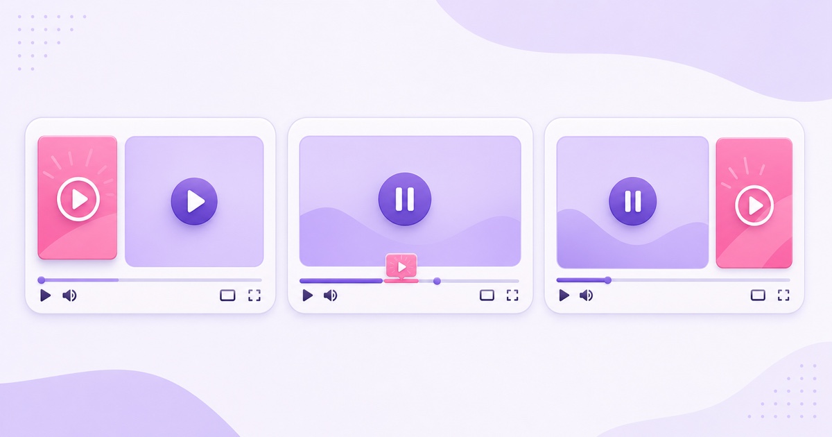Visual comparison of a pre-roll ad, an in-stream mid-roll break, and a side-by-side live ad