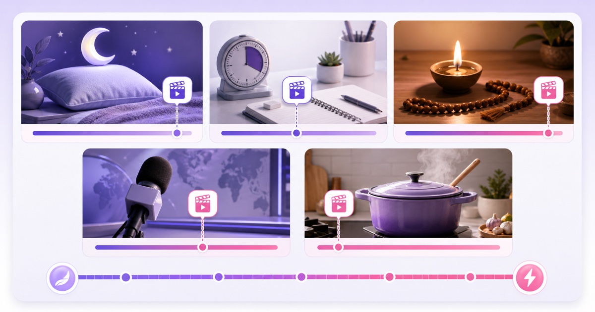 Matrix illustrating different ad-break tolerance for sleep, study, devotional, news, and cooking live streams