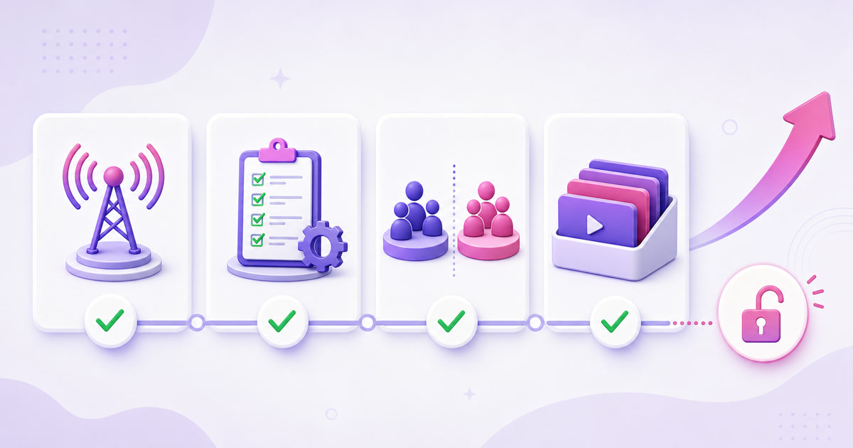 Four-part readiness checklist for adding a second 24/7 stream: stability, documented workflow, distinct audience, and content depth