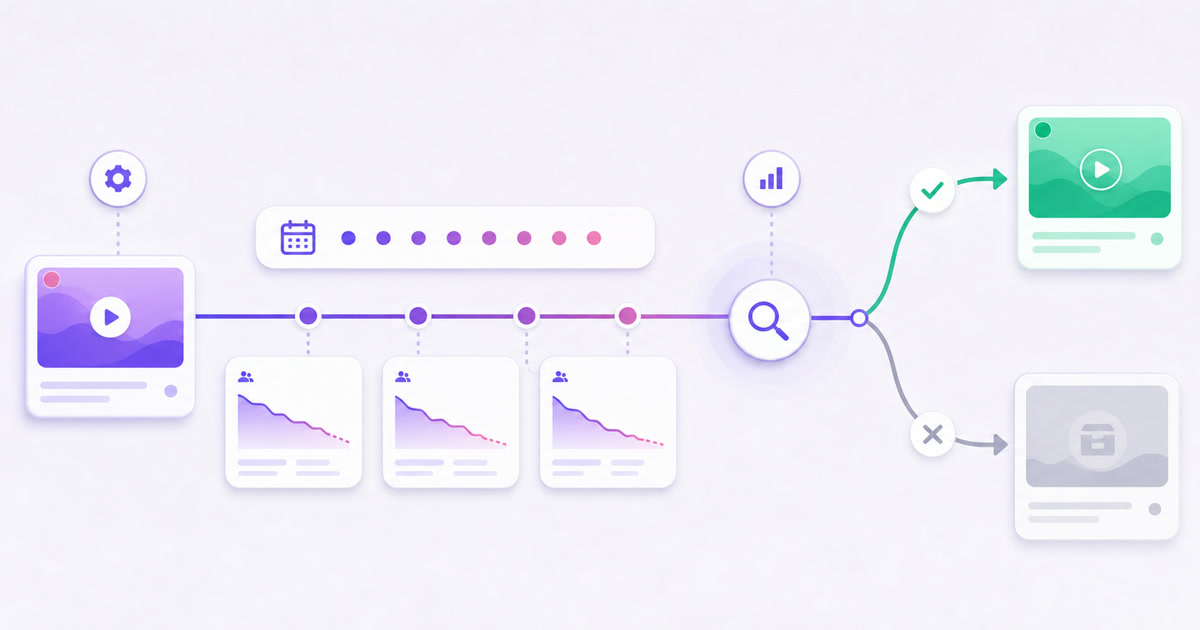 Second-stream pilot timeline from setup through analytics review to a clear commit-or-stop decision gate