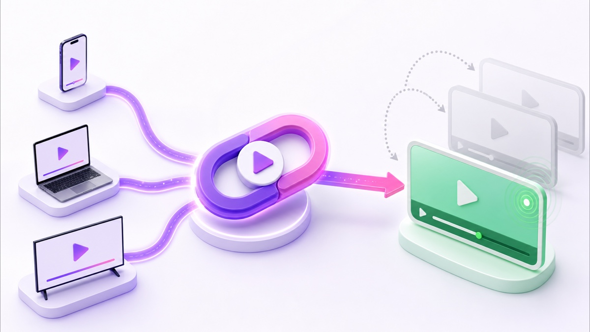 Stable audience link routing phones, computers, and TVs to the current live broadcast while old broadcasts become archives